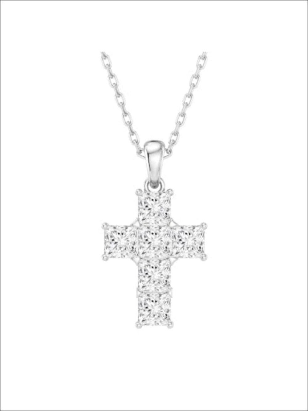 IGI Certified Moissanite Cross Pendant Necklace 925 Sterling Silver Rhodium